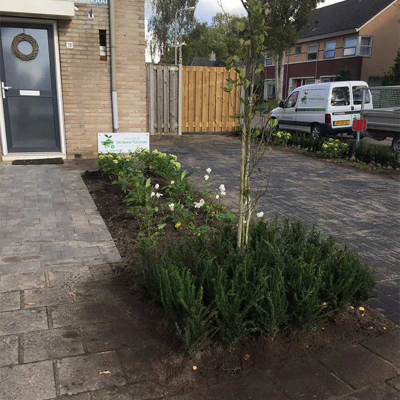 Aanleg van een oprit en plantenborder in Dedemsvaart